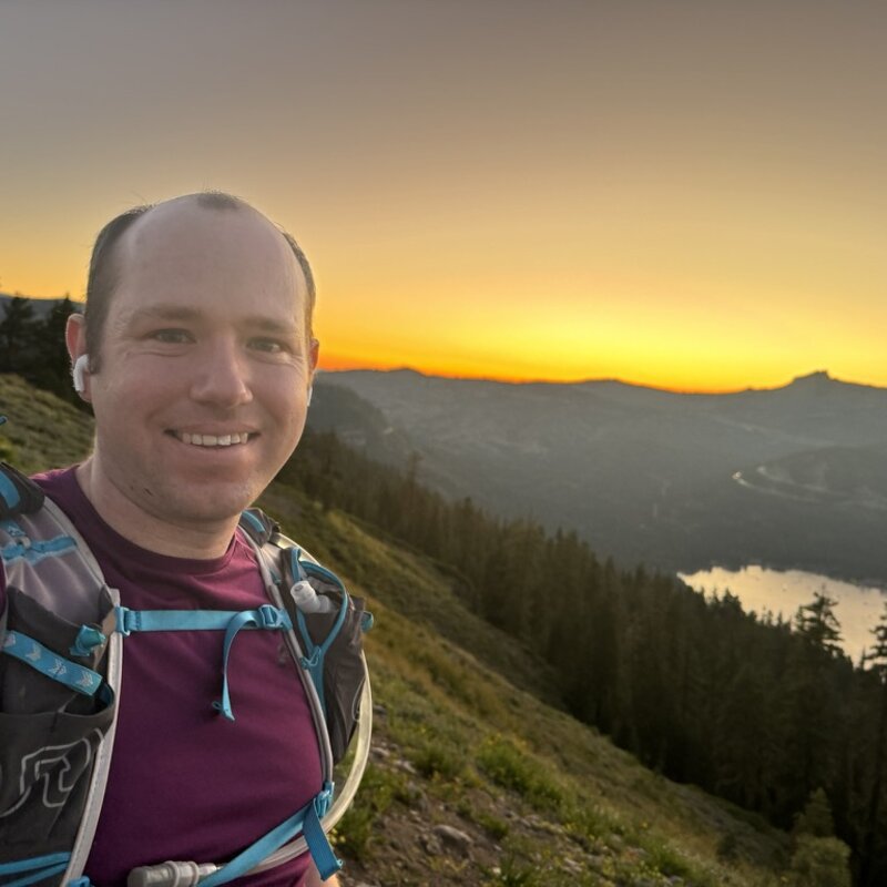 Jeff Fenchel on a sunset trail run above Donner Lake